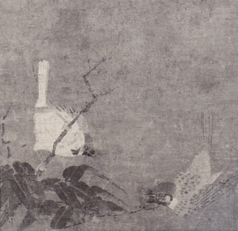 絹本彩色 双雀の図(伝馬麟画)