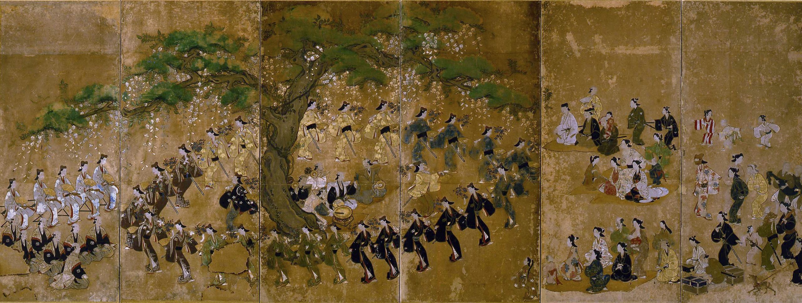 紙本著色 野郎歌舞伎図六曲屏風