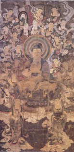 絹本著色 阿弥陀三尊二十五菩薩来迎図