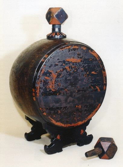 漆塗　太鼓形酒筒
附　切子頭形栓　1個