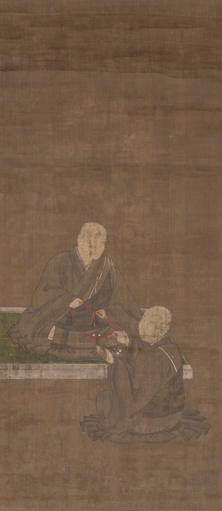 絹本著色　蓮如・善鎮対面像（数珠引きの御影）